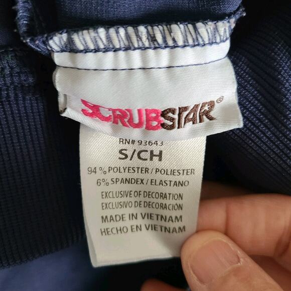 Scrub Star Women's Small 24.5 X 29.5 Scrub Pants Elastic Waist Pockets Blue Logo - Picture 7 of 10